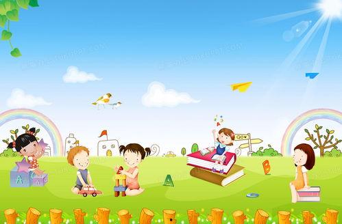 幼儿园卡通背景图片,幼儿园梦幻背景下的欢乐时光